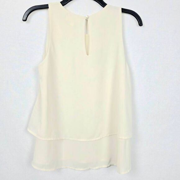 Monteau Los Angeles Cream Layered Chiffon Tank Top S - Picture 3 of 7